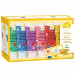 6 Tubes De Peinture à Doigts Paillettes LES COULEURS Djeco