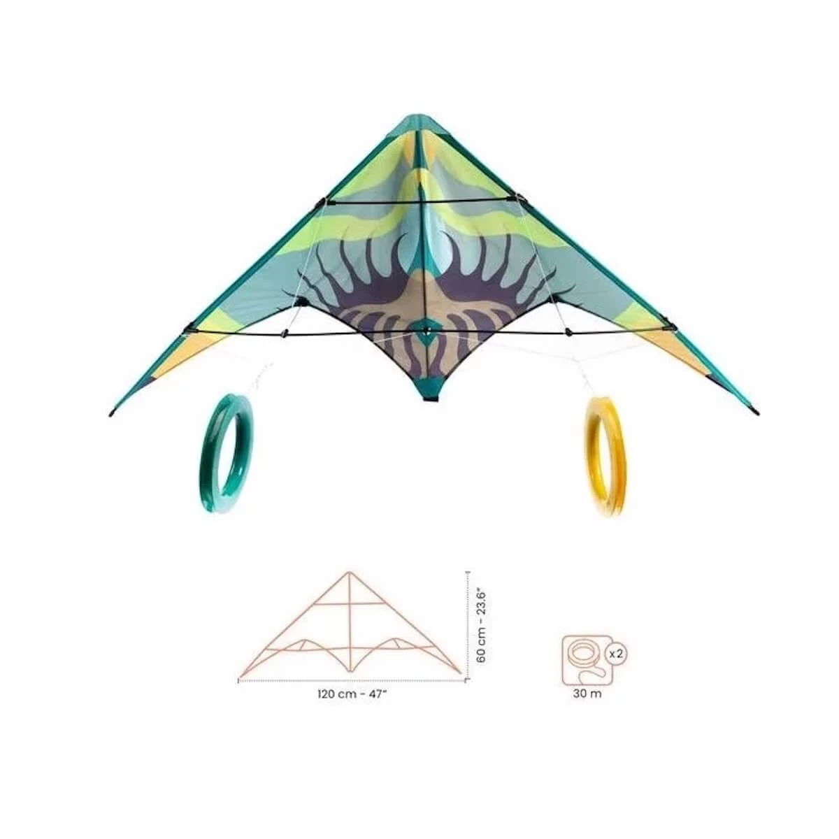 Cerf-volant Acrobatique - Green Wave Djeco 2 Cerf-volant Acrobatique - Green Wave Djeco – Image 2