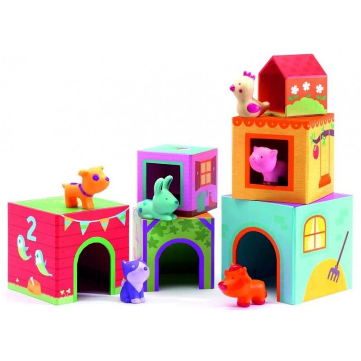 Cubes Premier âge TOPANIFARM Djeco 3 Cubes Premier âge TOPANIFARM Djeco – Image 3