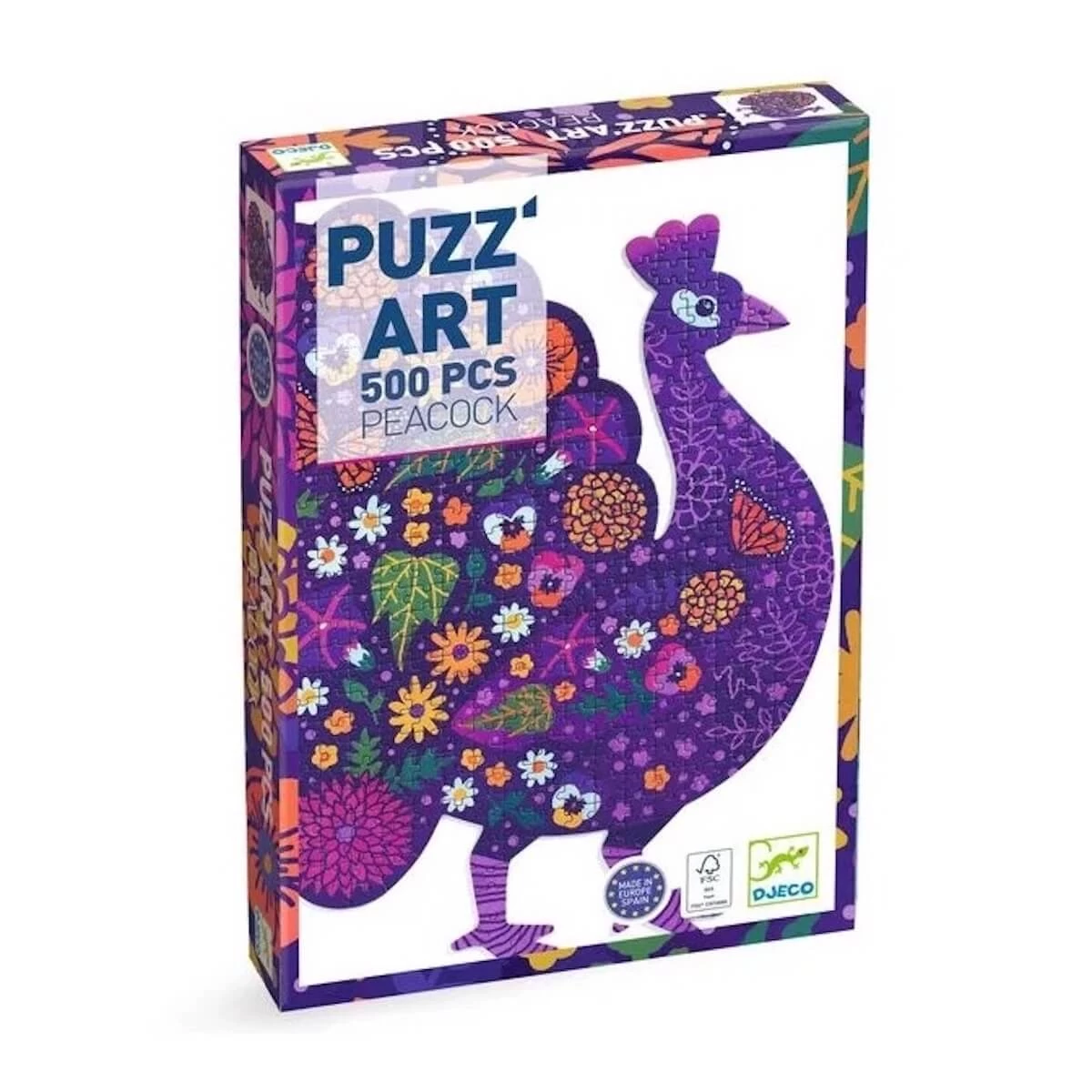PUZZ'ART Peacock 500pcs Djeco 2 PUZZ'ART Peacock 500pcs Djeco – Image 2
